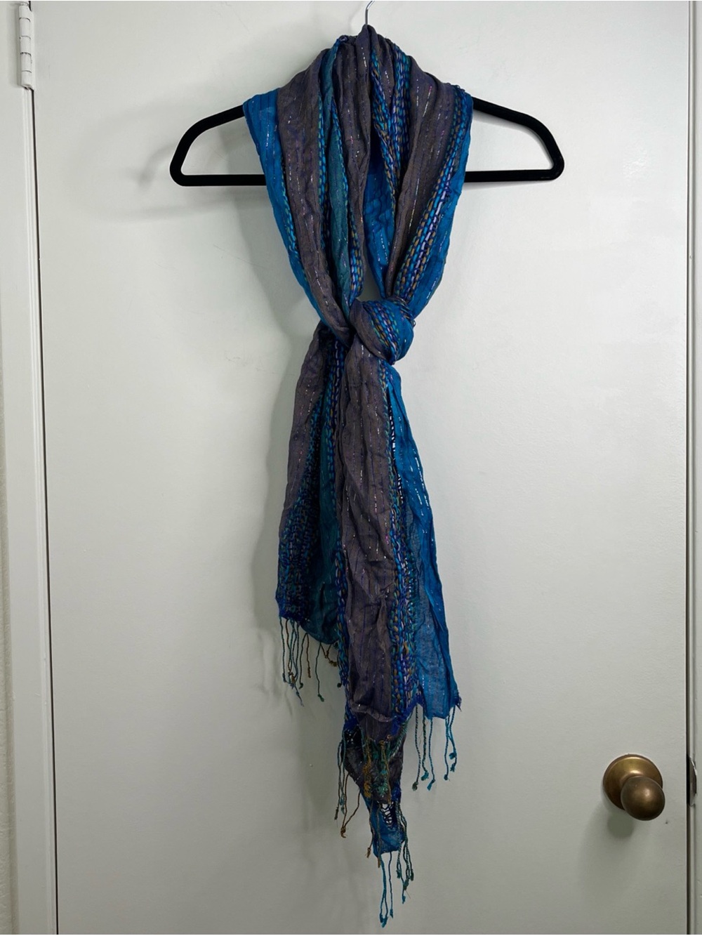 Collection Eighteen Blue Purple Scarf Wrap Shawl Fringe One Sz Lightweight